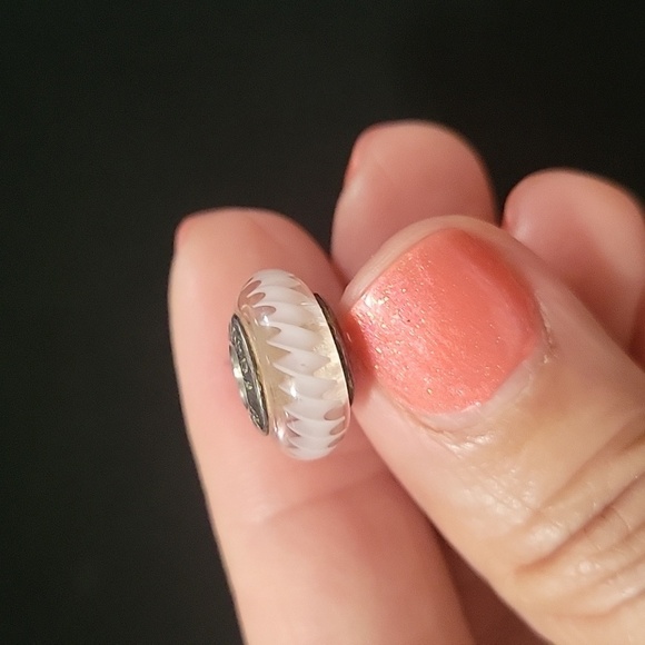 Pandora Retired Pink Zig Zag Charm Pink Murano Glass 790620 - Picture 1 of 5